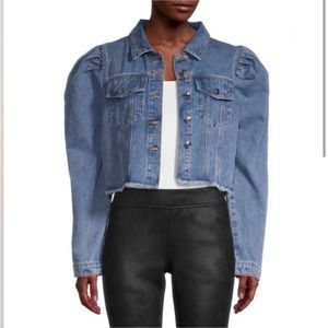 Lea & Viola Puff Shoulder Denim Jean Jacket